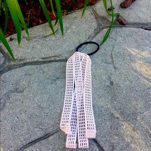 Hair bow Baby pink hair tie with ribbons